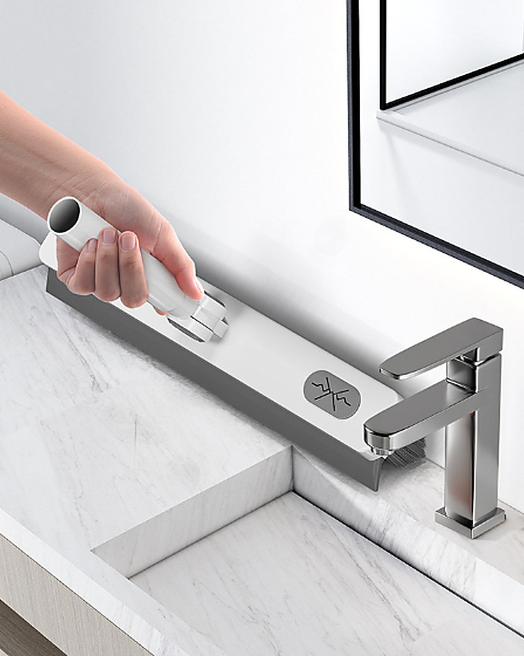 Sweepado™ Stand-Up Crevice Brush & Squeegee — No-Bend Cleaner for Tile Seams, Shower Tracks & Tight Corners