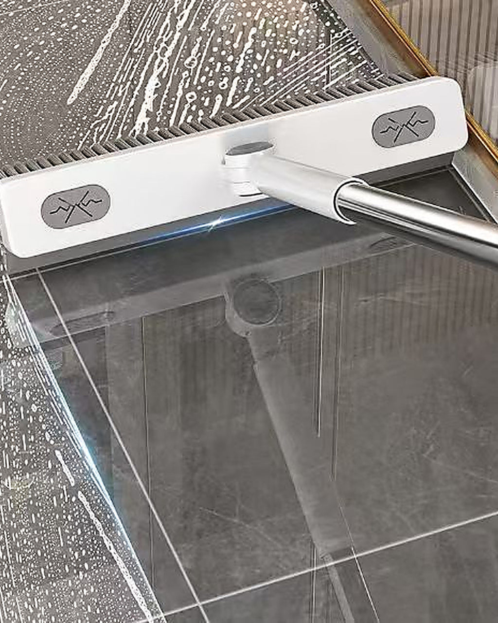 Sweepado™ Stand-Up Crevice Brush & Squeegee — No-Bend Cleaner for Tile Seams, Shower Tracks & Tight Corners